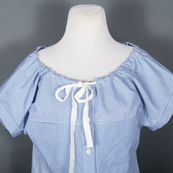 Theory Velvela  Tie Front Striped Utility Shirt - Picture 3 of 9